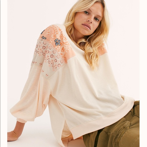 Free People Feelin' It Patch Alabaster Combo Shirt - Picture 3 of 14
